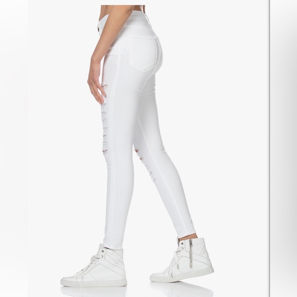 FRAME “Le Skinny de Jeanne” Distressed White Jeans - size 24 - Picture 3 of 8